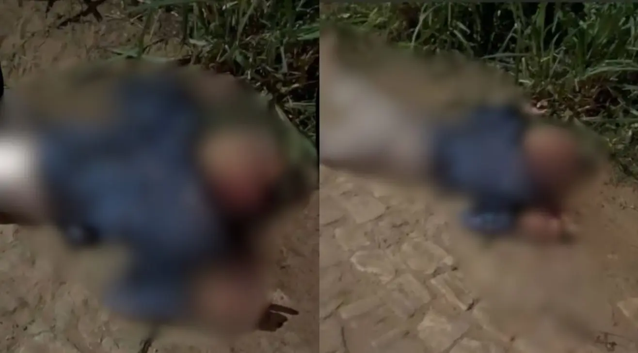 Cena de crime com fita de isolamento e viatura policial em Água Branca, Piauí