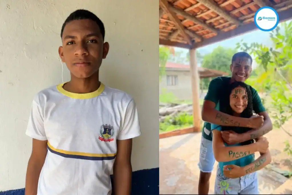 Grupo de estudantes de escolas municipais de Amarante comemorando aprovação nos cursos de Administração e Alimentos do IFPI Campus Angical.