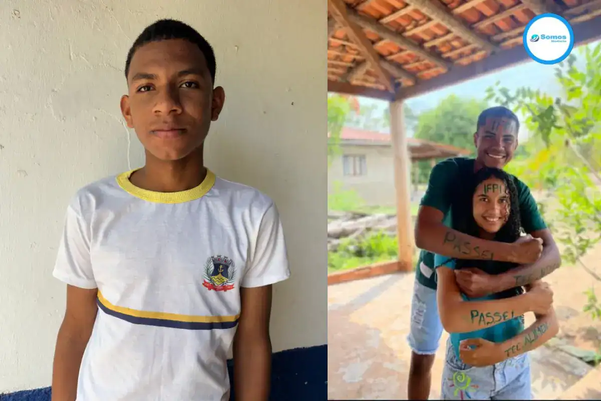 Grupo de estudantes de escolas municipais de Amarante comemorando aprovação nos cursos de Administração e Alimentos do IFPI Campus Angical.