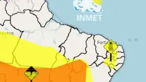 Alerta laranja do INMET para tempestades e chuvas intensas no Sudoeste do Piauí