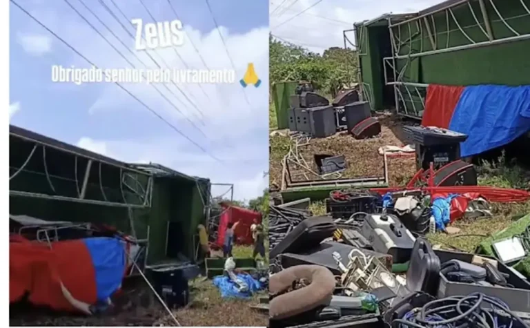 Trio Elétrico Zeus tomba em trajeto para o Carnaval no Maranhão