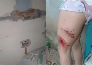 Piso e parede de residência em Buriti dos Lopes com rachaduras e fragmentos após serem atingidos por raio.