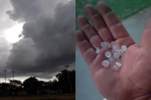 Céu escuro e carregado com nuvens de chuva e raios, ilustrando o alerta de tempestades e chuvas intensas emitido para o Piauí.