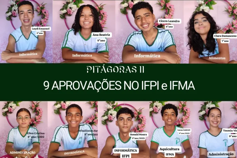 Nove alunos do Pitágoras II, em Amarante, conquistam aprovações em exames classificatórios 2026.1 no PI e MA