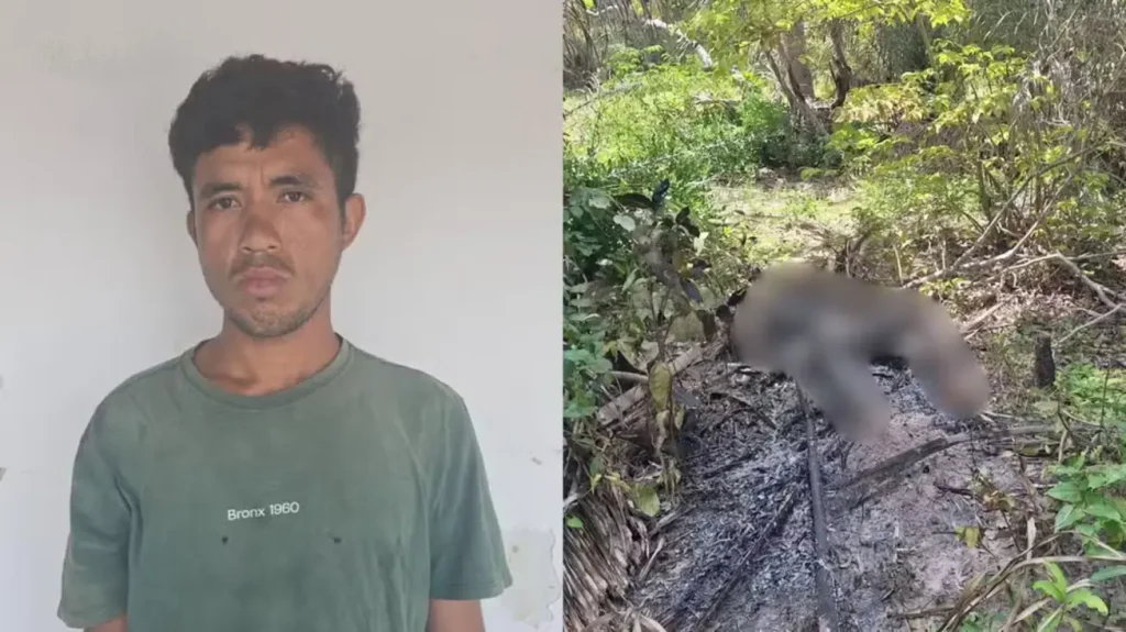 Polícia Militar isola área de mata onde corpo carbonizado de Antônio Mascarenhas de Araújo foi encontrado em José de Freitas, Piauí