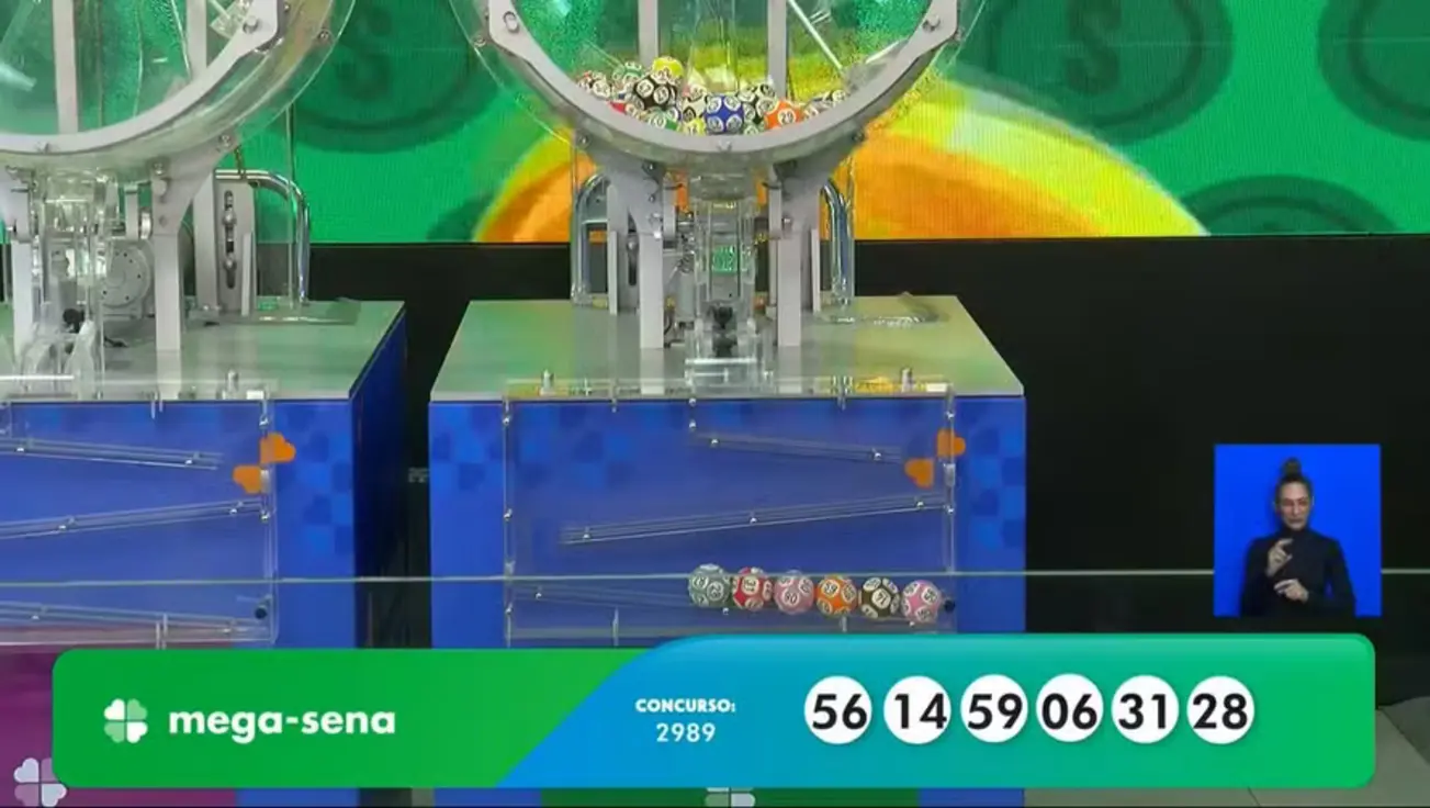 Ilustração de um volante de apostas da Mega-Sena com as dezenas sorteadas no concurso 2.989 em destaque, ao lado do valor acumulado de R$ 40 milhões.