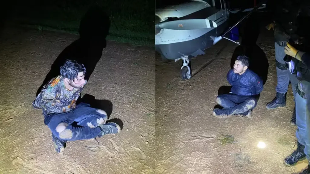 Polícia Militar do Maranhão ao lado de avião com 515 quilos de cocaína após pouso forçado em João Lisboa