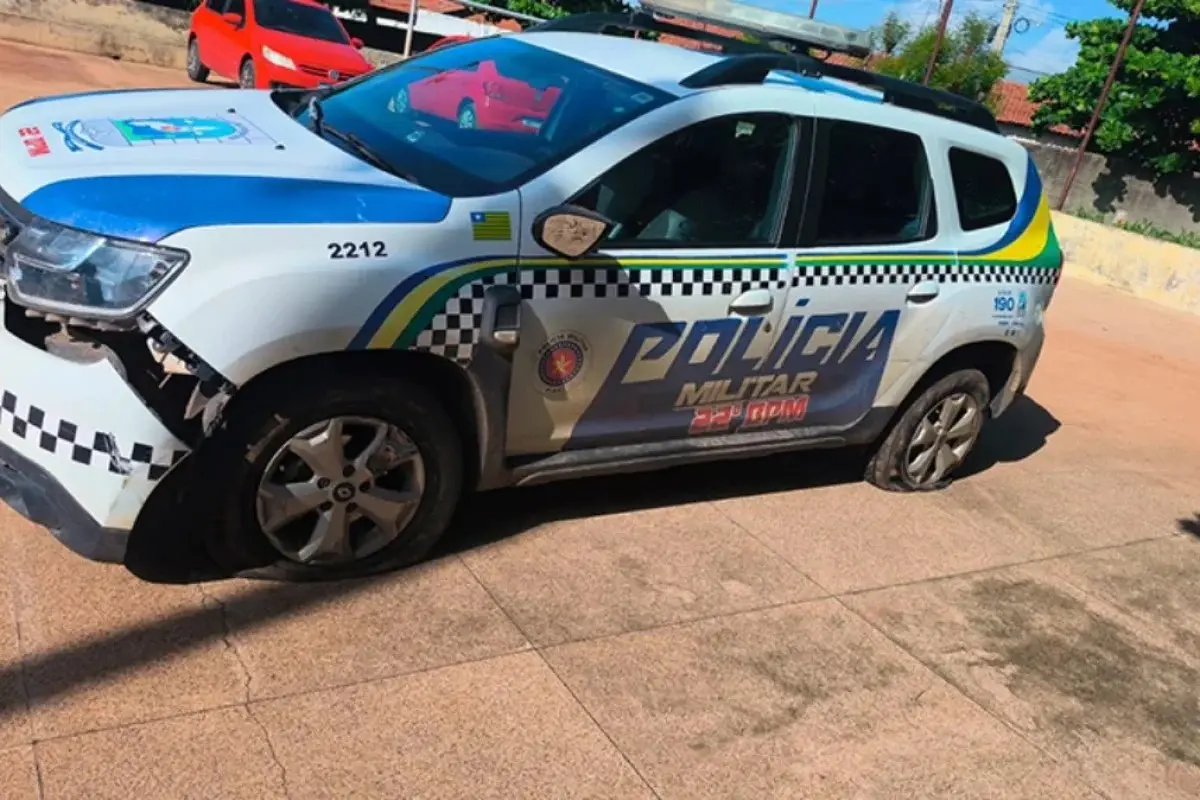 Viatura da Polícia Militar da Força Tática em patrulhamento na zona Sul de Teresina, local onde ocorreu a agressão e o socorro à vítima.