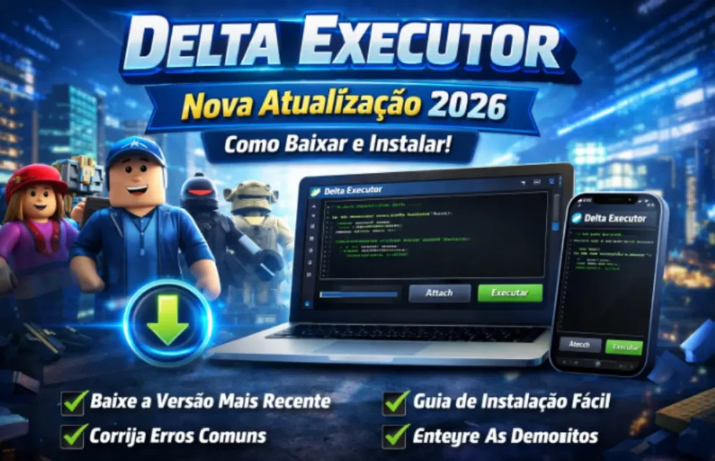 Delta Executor atualizado 2026 executando scripts no Roblox